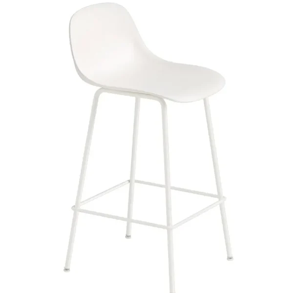 Vitra Sitzgelegenheiten-Muuto Barhocker Fiber mit Rückenlehne, 65 cm, Rohrgestell, weiß