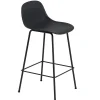 Normann Copenhagen Sitzgelegenheiten-Muuto Barhocker Fiber mit Rückenlehne, 65 cm, Rohrgestell, schwarz