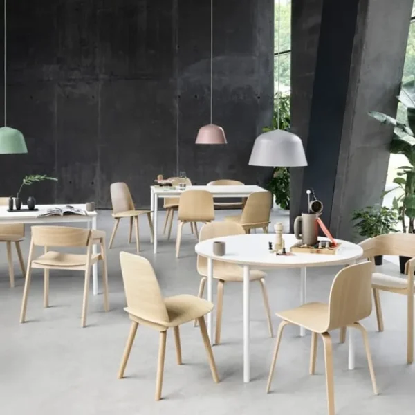 HAY Tische-Muuto Base Tisch, 190 x 85 cm, Laminat mit Sperrholzkanten, weiß