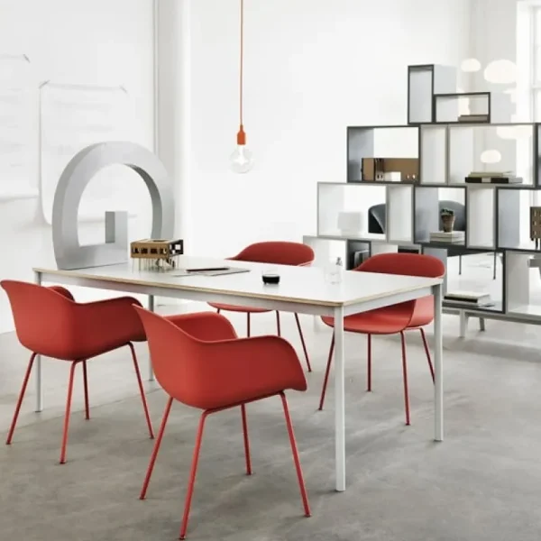 HAY Tische-Muuto Base Tisch, 190 x 85 cm, Laminat mit Sperrholzkanten, weiß