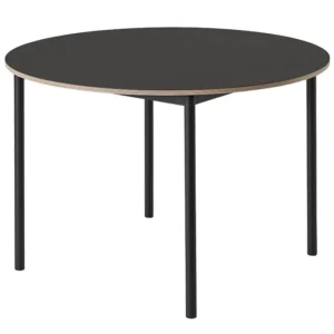 HAY Tische-Muuto Base Tisch, rund, 110 cm, Linoleum mit Sperrholzkanten, schwarz