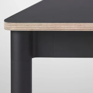 HAY Tische-Muuto Base Tisch, rund, 110 cm, Linoleum mit Sperrholzkanten, schwarz