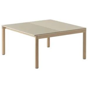 Woodnotes Tische-Muuto Couple Couchtisch, 80 x 84 cm, glatt/gewellt, Sandbeige - Eiche