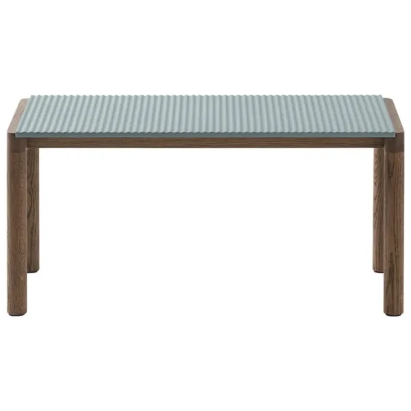 HAY Tische-Muuto Couple Couchtisch, 40 x 84 cm, gewellt, Blassblau - Eiche dunkel