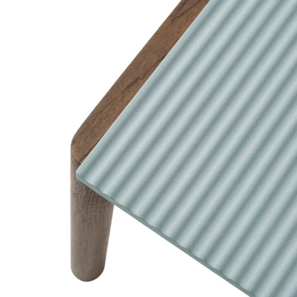 HAY Tische-Muuto Couple Couchtisch, 40 x 84 cm, gewellt, Blassblau - Eiche dunkel