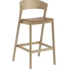 Knoll Sitzgelegenheiten-Muuto Cover Barhocker, 75 cm, Eiche - cognacbraunes Leder