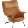 HAY Sitzgelegenheiten-Muuto Doze Loungesessel, cognacbraunes Leder – Anthrazit