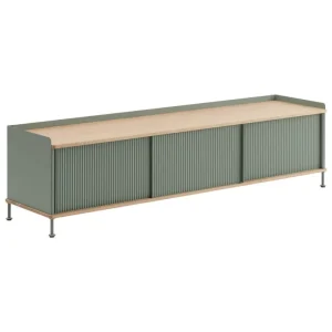 Audo Copenhagen Aufbewahrungsmöbel-Muuto Enfold Sideboard, 186 cm, niedrig, Eiche - Salbeigrün