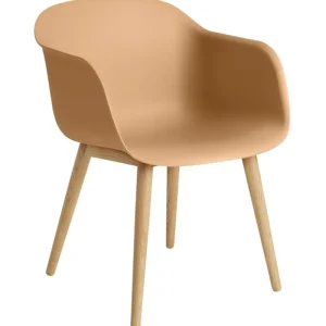 ferm LIVING Sitzgelegenheiten-Muuto Fiber Sessel, Holzgestell, ocker – Eiche