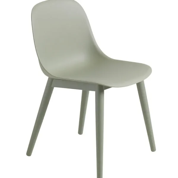 Artek Sitzgelegenheiten-Muuto Fiber Stuhl, Holzgestell, dusty green