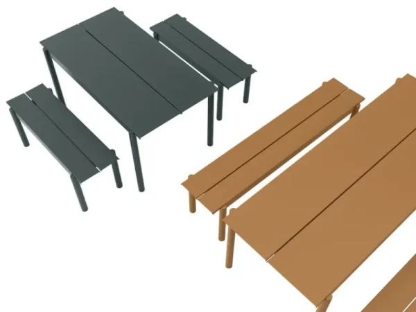 Muuto Terrassenmöbel^Linear Steel Bank, 170 cm, dunkelorange