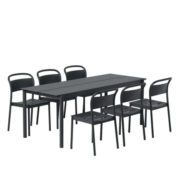 Muuto Terrassenmöbel^Linear Steel Beistellstuhl, Schwarz