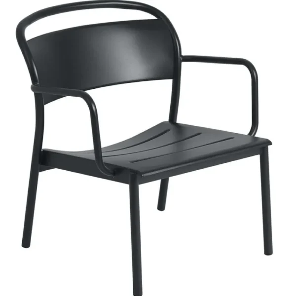 Muuto Terrassenmöbel^Linear Steel Lounge-Armlehnstuhl, Schwarz