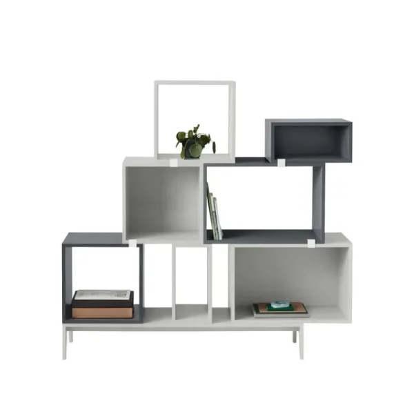 HAY Regale | Tische-Muuto Regalmodul Stacked mit Rückwand, mittel, hellgrau