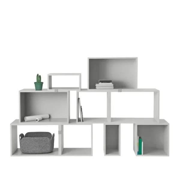 HAY Regale | Tische-Muuto Regalmodul Stacked mit Rückwand, mittel, hellgrau