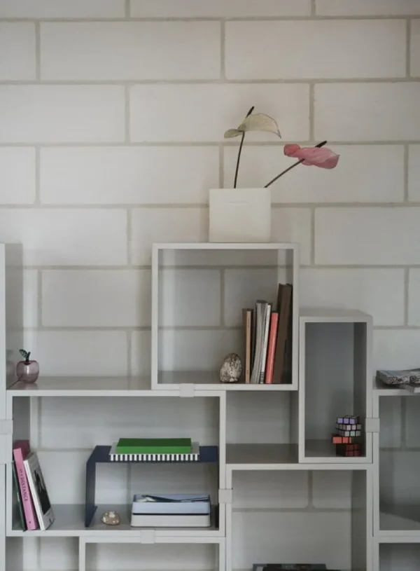 Muuto Regale-Regalmodul Stacked, mittel, hellgrau