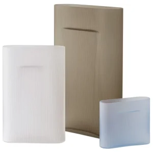 Ku00e4hler Vasen-Muuto Ridge Vase, 48,5 cm, taupe gefrostetes Glas