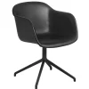 Muuto Bürostühle | Sitzgelegenheiten^Sessel Fiber, Drehfuß, schwarzes Leder