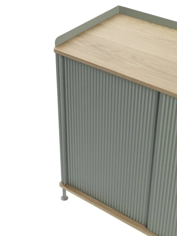 Audo Copenhagen Aufbewahrungsmöbel-Muuto Sideboard Enfold, 100 cm, hoch, Eiche – staubgrün