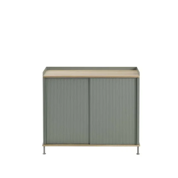 Audo Copenhagen Aufbewahrungsmöbel-Muuto Sideboard Enfold, 100 cm, hoch, Eiche – staubgrün