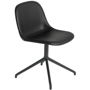 Muuto Bürostühle | Sitzgelegenheiten^Stuhl Fiber, Drehfuß, schwarzes Leder