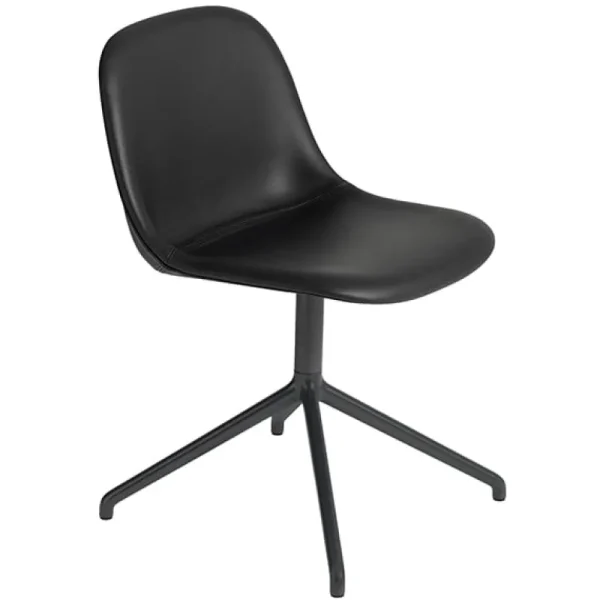 Muuto Bürostühle | Sitzgelegenheiten^Stuhl Fiber, Drehfuß, schwarzes Leder