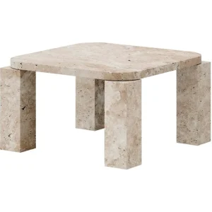 Carl Hansen & Su00f8n Tische-New Works Atlas Couchtisch, 60 x 60 cm, Travertin ungefüllt