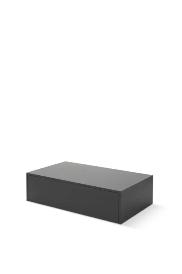 New Works Tische-Beistelltisch Mass High mit Schublade, schwarz gebeizte Eiche