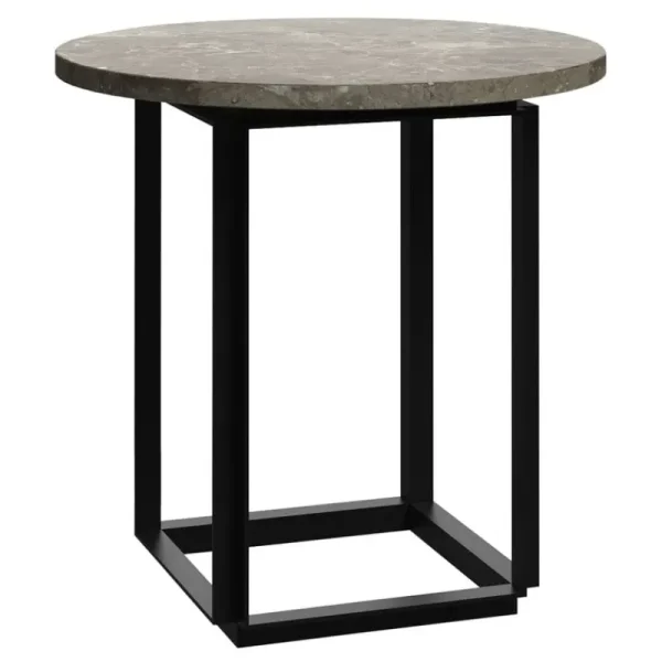 New Works Tische-Florence Beistelltisch 50 cm, Schwarz – grauer Marmor