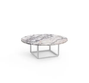 Eberhart Furniture Tische-New Works Florence Couchtisch, 90 cm, Weiß – weißer Viola-Marmor