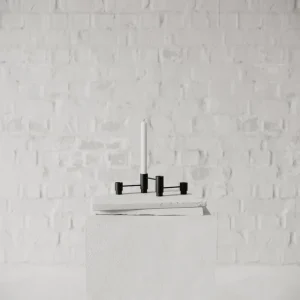 ferm LIVING Kerzen Und Kerzenhalter-Nichba Structure Kerzenhalter, 3 Stück, Schwarz
