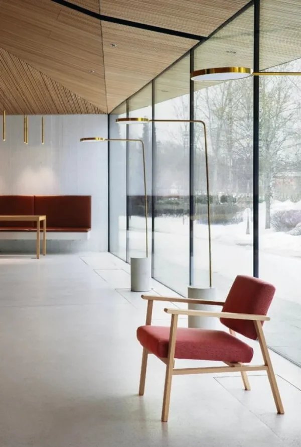 Artek Sitzgelegenheiten-Nikari Archetyp Sessel, Esche - rot, Steelcut Trio 636