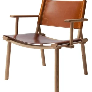 Yrju00f6 Kukkapuro Sitzgelegenheiten-Nikari Loungestuhl December, Eiche/cognacbraunes Leder