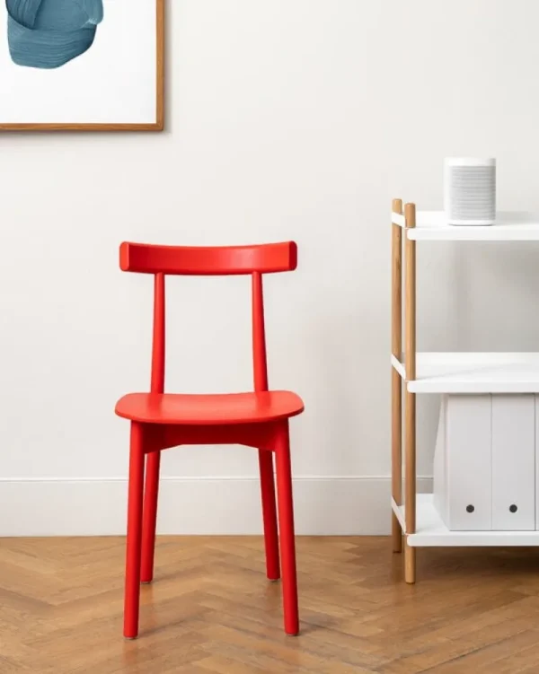 Knoll Sitzgelegenheiten-Nine Skinny Stuhl, rot gebeizte Esche