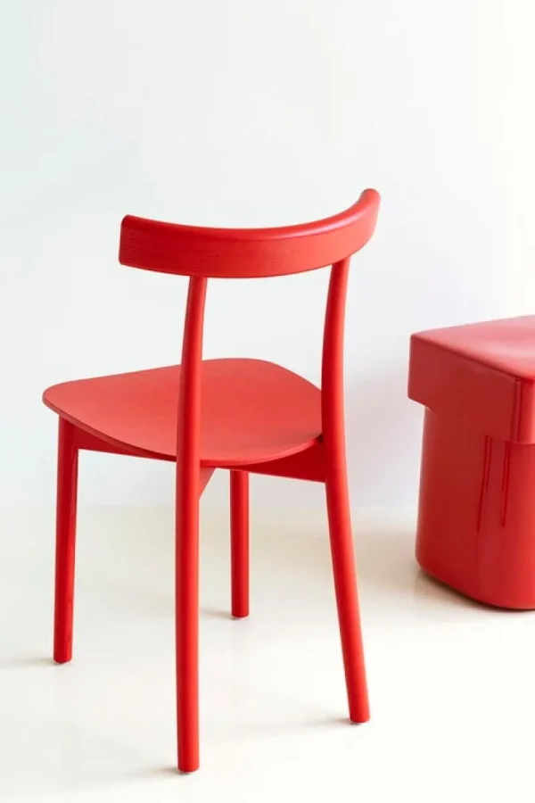 Knoll Sitzgelegenheiten-Nine Skinny Stuhl, rot gebeizte Esche