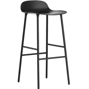 Massproductions Sitzgelegenheiten-Normann Copenhagen Barhocker Form ,75 cm, schwarzer Stahl – Schwarz