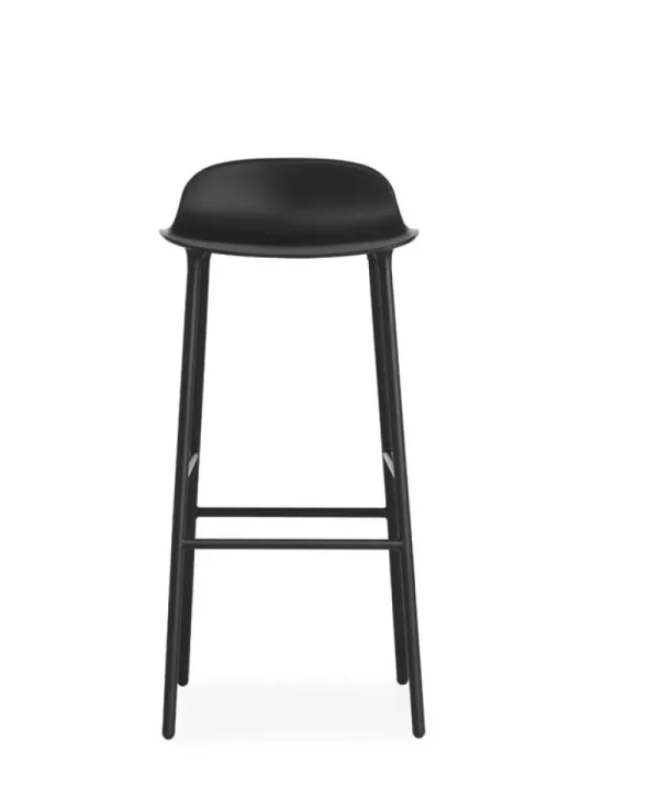 Massproductions Sitzgelegenheiten-Normann Copenhagen Barhocker Form ,75 cm, schwarzer Stahl – Schwarz