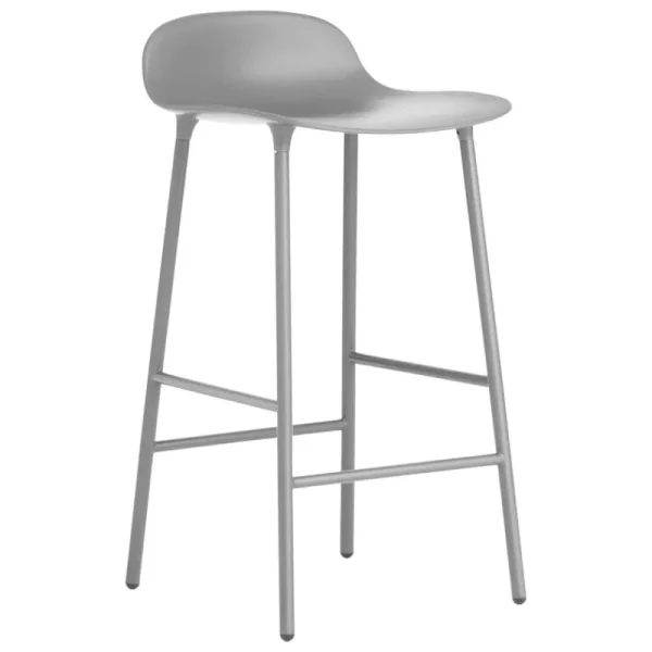 Woodnotes Sitzgelegenheiten-Normann Copenhagen Barstuhl Form, 65 cm, grauer Stahl – Grau