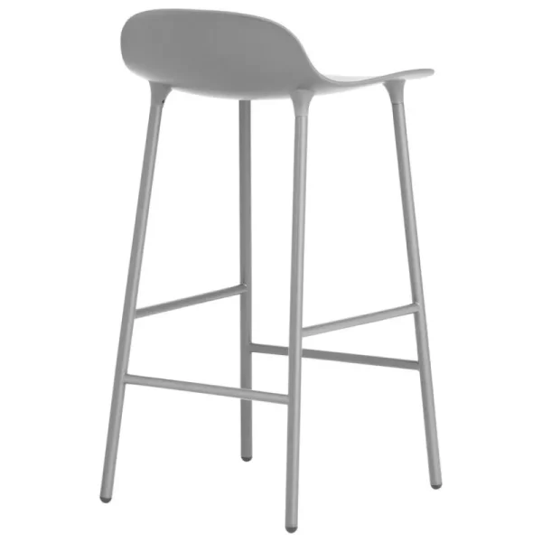 Woodnotes Sitzgelegenheiten-Normann Copenhagen Barstuhl Form, 65 cm, grauer Stahl – Grau
