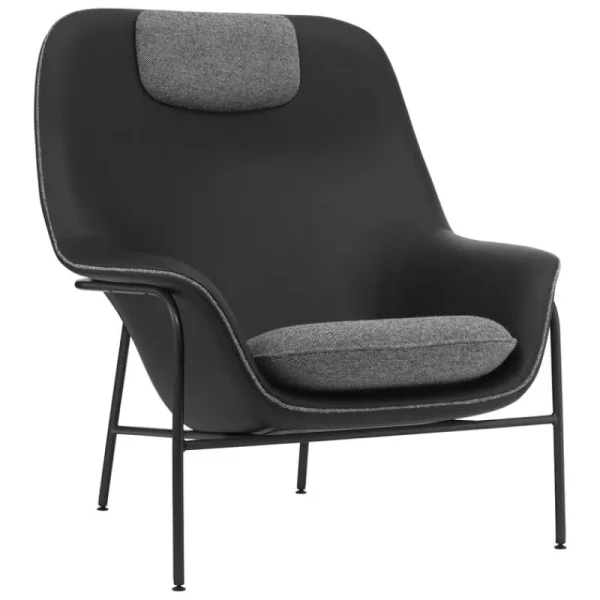 Normann Copenhagen Sitzgelegenheiten-Drape Loungesessel, Kopfst., Leder schw.- Hallingdal 166- Schw.