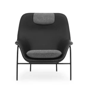 Normann Copenhagen Sitzgelegenheiten-Drape Loungesessel, Kopfst., Leder schw.- Hallingdal 166- Schw.