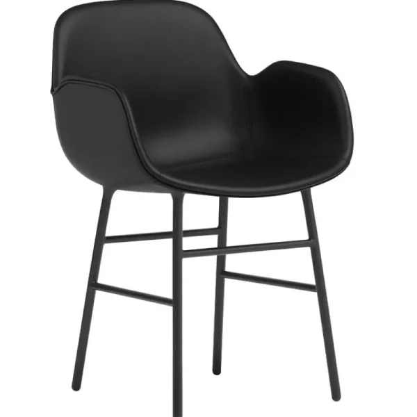 &Tradition Sitzgelegenheiten-Normann Copenhagen Form Armlehnstuhl, schwarzer Stahl - schwarzes Ultra-Leder