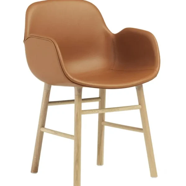Normann Copenhagen Sitzgelegenheiten-Form Armlehnstuhl, Eiche - brandyfarbenes Ultra-Leder