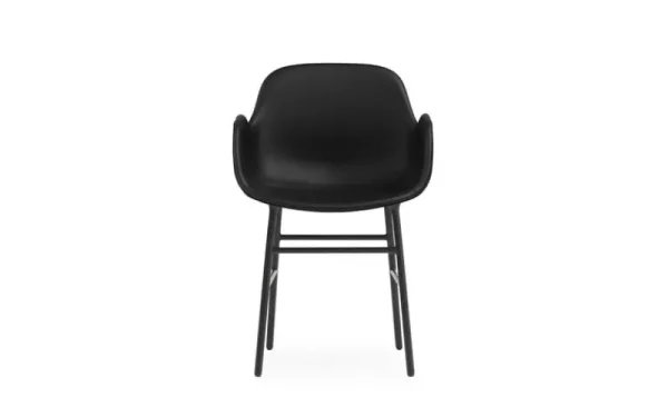 &Tradition Sitzgelegenheiten-Normann Copenhagen Form Armlehnstuhl, schwarzer Stahl - schwarzes Ultra-Leder