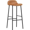 Normann Copenhagen Sitzgelegenheiten-Form Barhocker, 75 cm, schwarzer Stahl - brandyfarbenes Ultra-Le