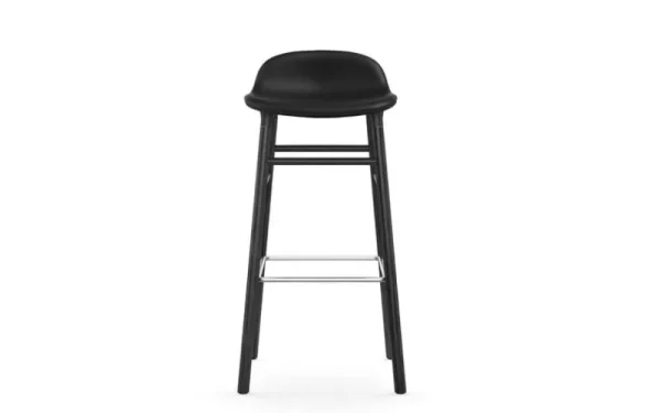 &Tradition Sitzgelegenheiten-Normann Copenhagen Form Barhocker, 75 cm, Eiche schwarz - schwarzes Ultra-Leder