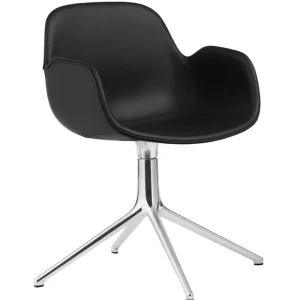 Normann Copenhagen Bürostühle | Sitzgelegenheiten^Form Swivel 4L Armlehnstuhl, Aluminium - schwarzes Ultra-Leder