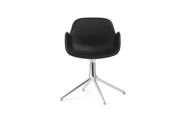 Normann Copenhagen Bürostühle | Sitzgelegenheiten^Form Swivel 4L Armlehnstuhl, Aluminium - schwarzes Ultra-Leder