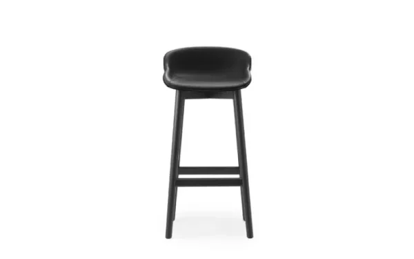 Pedrali Sitzgelegenheiten-Normann Copenhagen Hyg Barhocker, 75 cm, Eiche schwarz – Schwarzes Leder Ultra