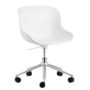 Normann Copenhagen Bürostühle | Sitzgelegenheiten^Hyg Drehstuhl mit Rollen, Aluminium – Weiß